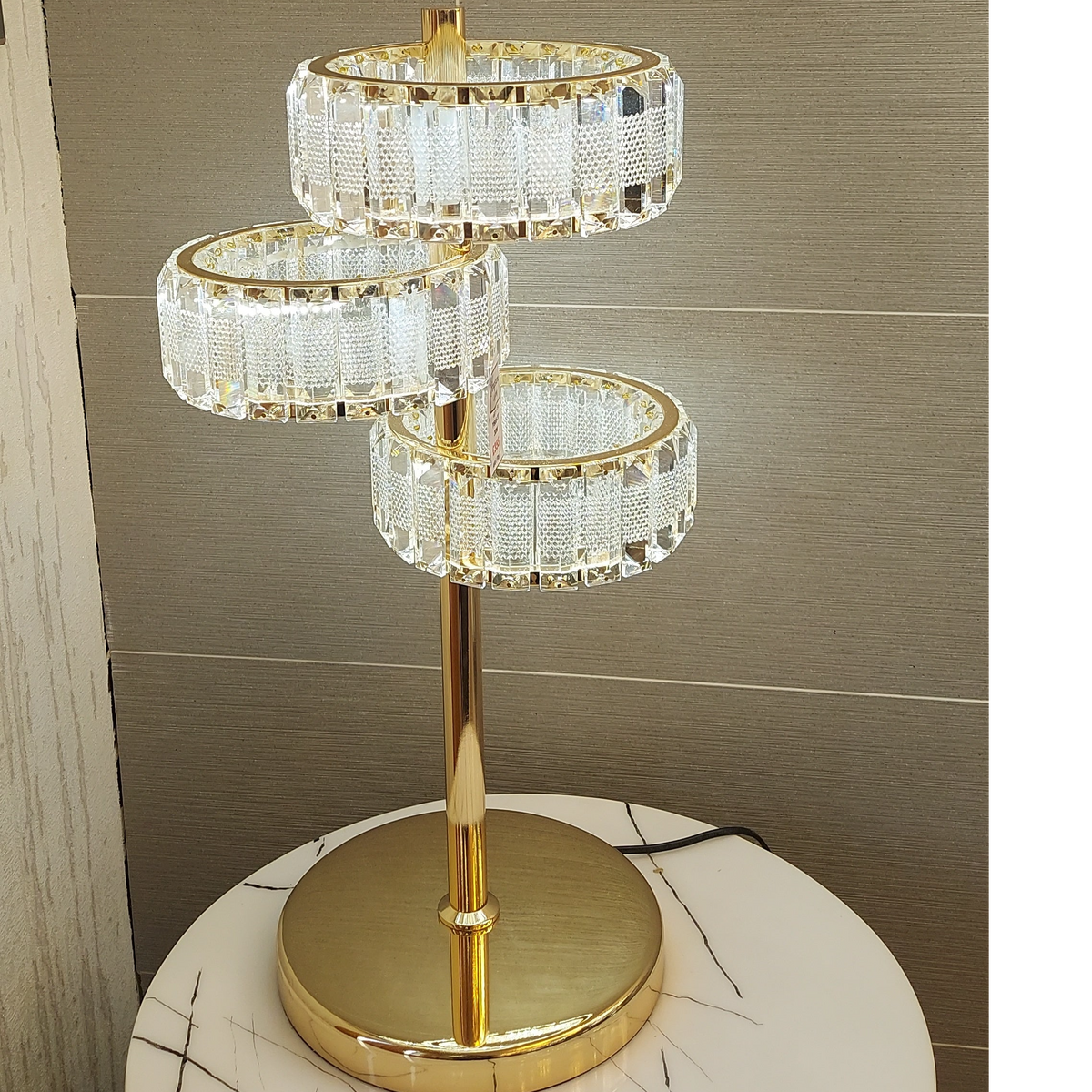 Crystal Floor &amp; Table Lamps -with colour changing and brightness adjustment feature-remote control- matching Ceiling Light–Y608-5F &amp; 3F