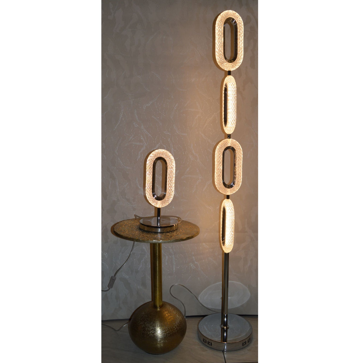 Crystallic Oval Shape Beautiful Warm LED Free Standing Lamps with matching table lamps &amp; Wall Lights-MB2179Chrome &amp; Gold