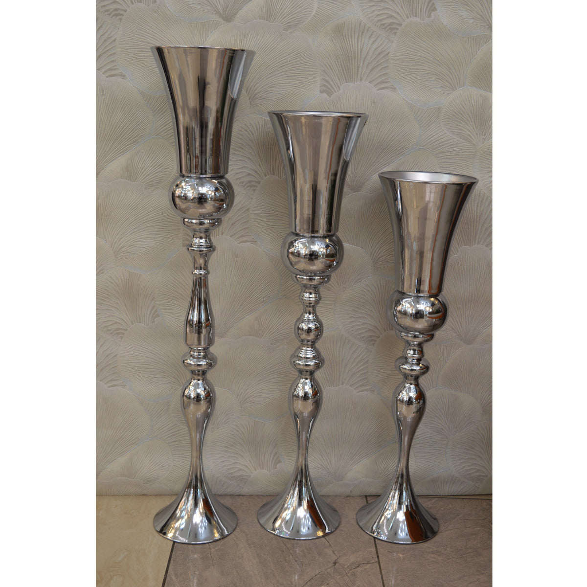 Home Décor Flower Vase in three different sizes in chrome &amp; Gold-9102