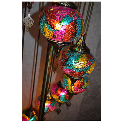 Turkish Floor Lamp with colourful 7 & 9globes in different sizes-ZQF011-9globs ZQF002/7globs-Moroccon