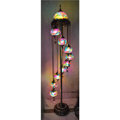 Turkish Floor Lamp with colourful 7 & 9globes in different sizes-ZQF011-9globs ZQF002/7globs-Moroccon