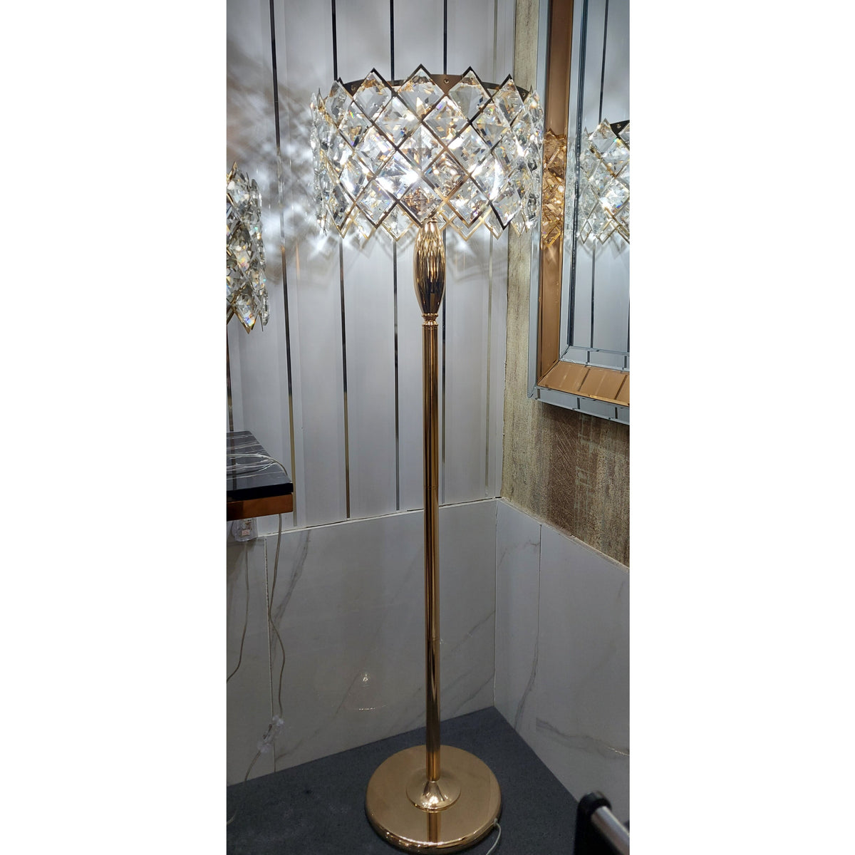 Crystal &amp; Metal Table &amp; Free Standing Lamp 58115F