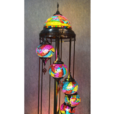 Turkish Floor Lamp with colourful 7 & 9globes in different sizes-ZQF011-9globs ZQF002/7globs-Moroccon