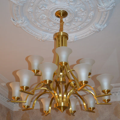 Gold Traditional 15arms Chandelier-adjustable Height-PL6017-10+5GD