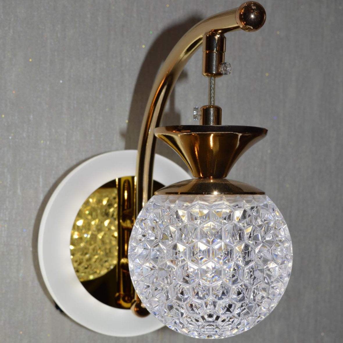 Crystallic Hanging Ball Wall Light with color changing features-W-0201Chrome &amp; Gold