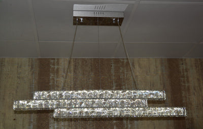 Zig Zag 3 Crystal Line Pendant Ceiling Light-Colour Changing Dimmable with Remote Control-9122-350-Chrome