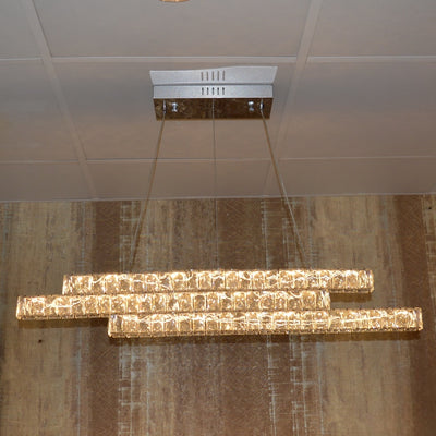 Zig Zag 3 Crystal Line Pendant Ceiling Light-Colour Changing Dimmable with Remote Control-9122-350-Chrome