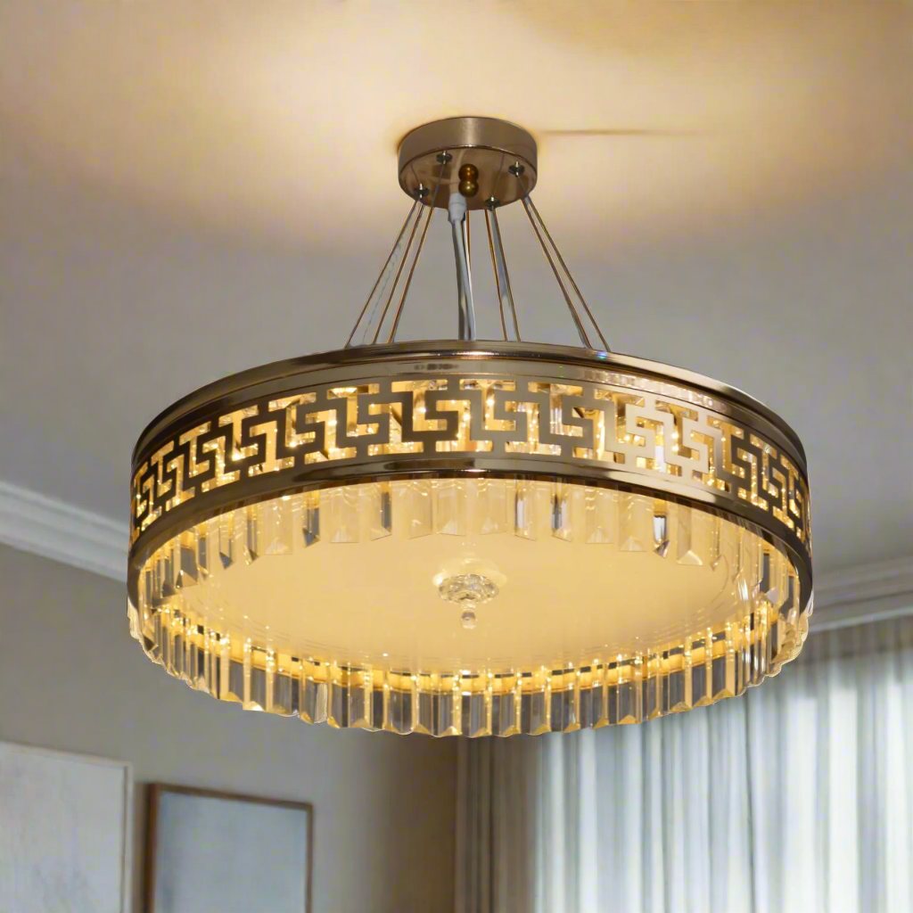 Circular Hanging crystal Pendant & flushmount Light-with Colour Changing Feature-D7052/550GD