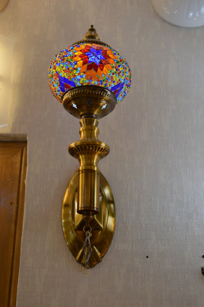 Turkish Wall Lights with Colorful globe- Brass-33721/1W