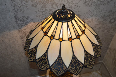 Handmade Bown & White shade Tiffany Table Lamp & Floor Lamp