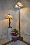 Handmade Bown & White shade Tiffany Table Lamp & Floor Lamp