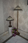 Handmade Bown & White shade Tiffany Table Lamp & Floor Lamp