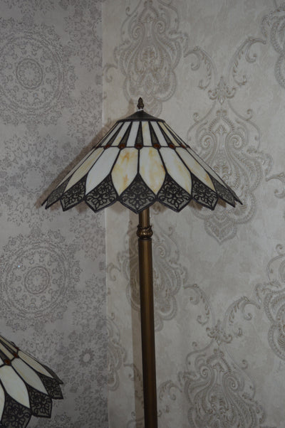 Handmade Bown & White shade Tiffany Table Lamp & Floor Lamp