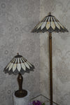 Handmade White and Blue Round Glass shade Tiffany Table Lamp & Floor Lamp