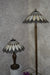 Handmade Brown & White shade Tiffany Table Lamp & Floor Lamp