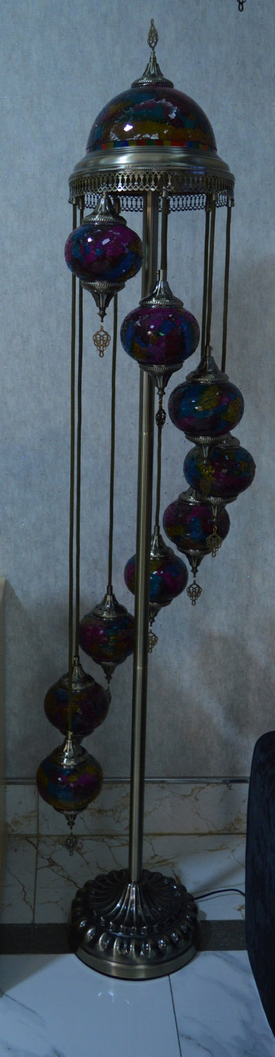 Turkish Floor Lamp with colourful 7 & 9globes in different sizes-ZQF011-9globs ZQF002/7globs-Moroccon