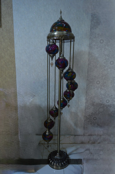 Turkish Floor Lamp with colourful 7 & 9globes in different sizes-ZQF011-9globs ZQF002/7globs-Moroccon