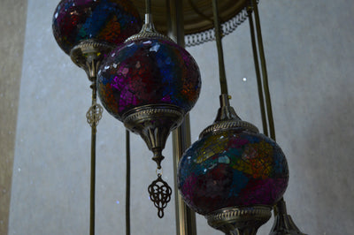 Turkish Floor Lamp with colourful 7 & 9globes in different sizes-ZQF011-9globs ZQF002/7globs-Moroccon