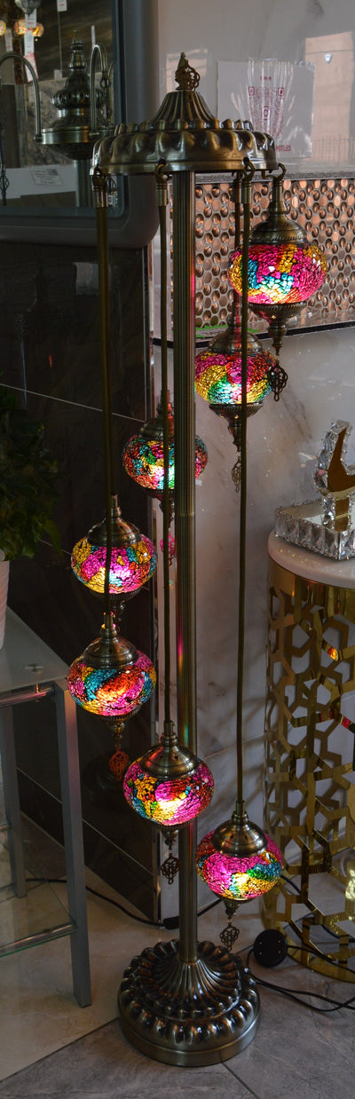 Turkish Floor Lamp with colourful 7 & 9globes in different sizes-ZQF011-9globs ZQF002/7globs-Moroccon