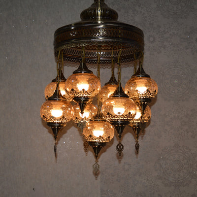 Turkish Moroccan Mosaic Chandelier Light, Ceiling Hanging Lamp Pendant-ZQC049/9globes