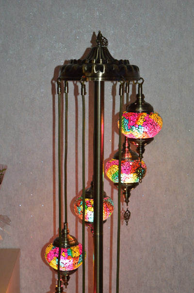 Turkish Floor Lamp with colourful 7 & 9globes in different sizes-ZQF011-9globs ZQF002/7globs-Moroccon