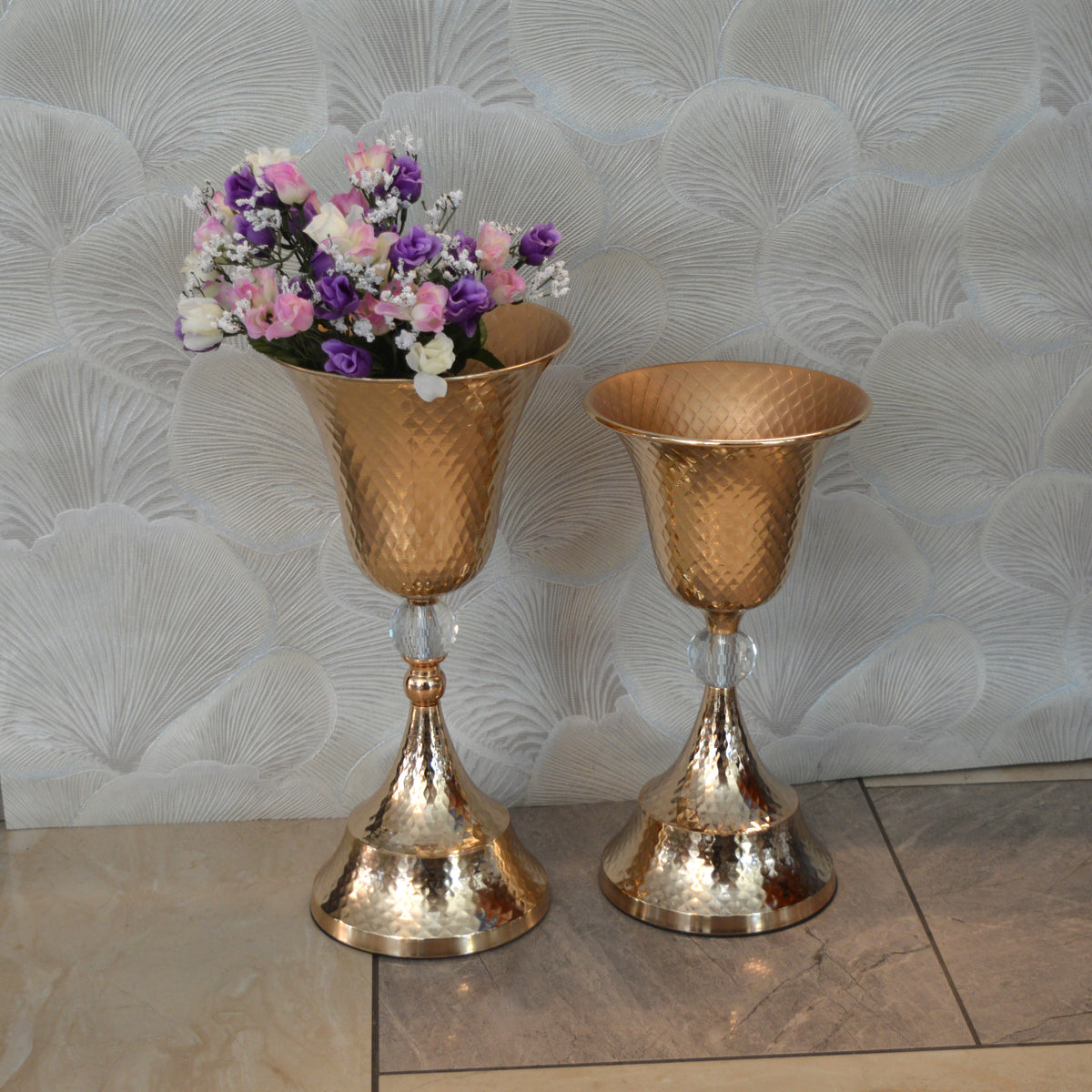 Home Décor Flower Vase in three different sizes in chrome &amp; Gold-4065