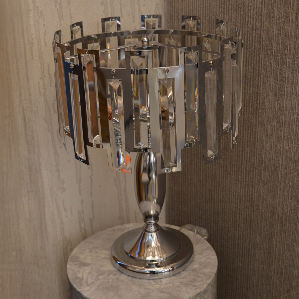 Crystal &amp; Metal Table &amp; Free Standing Lamps