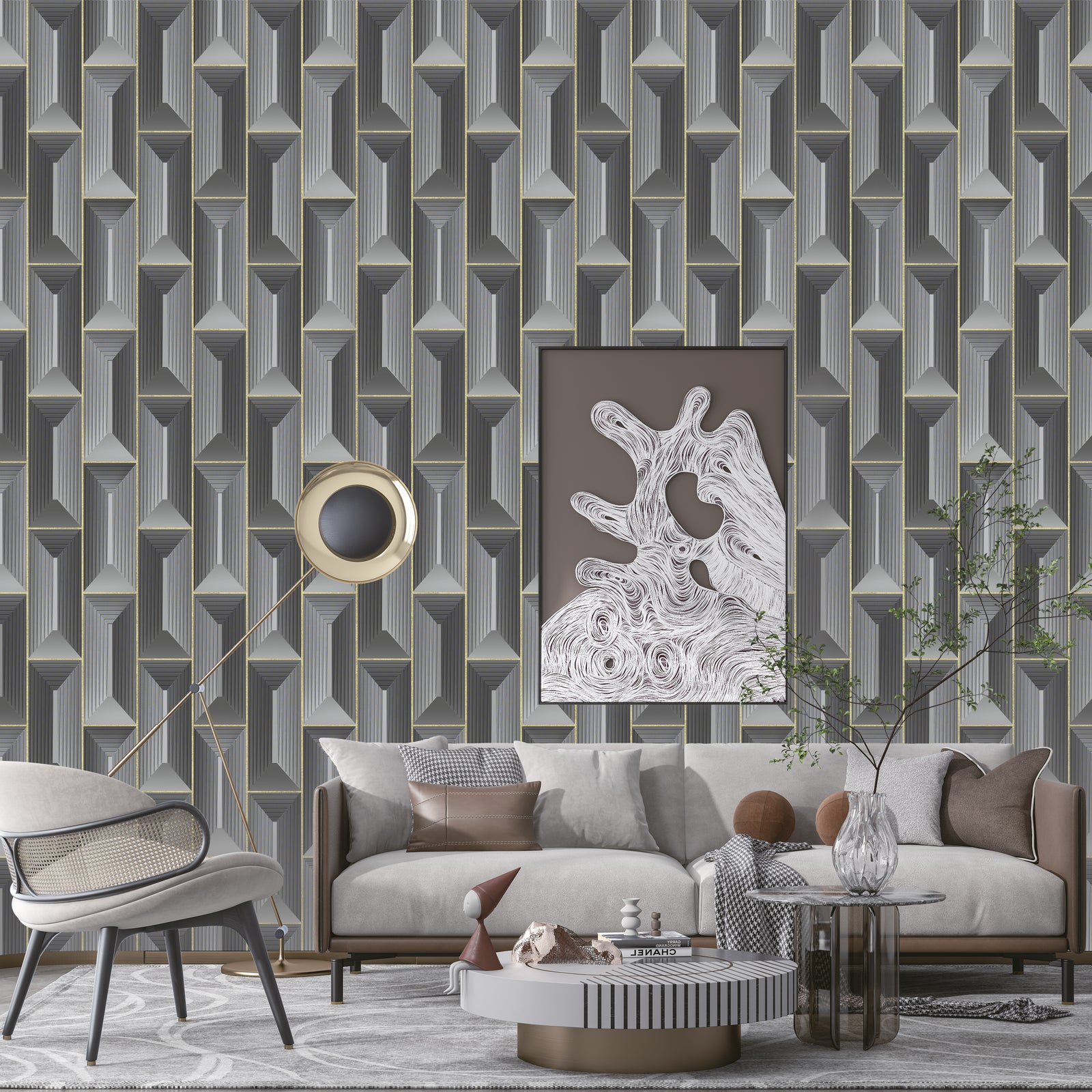 Kingston Modern Pattern Double width Wallpapers in 4 different colours-15mtr Length and 1mtr Width-GT10103, 04, 08 & 110