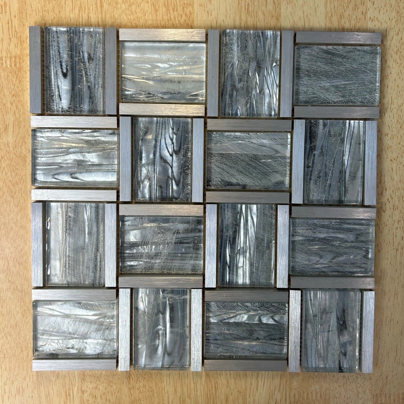 Silver Grey Metal Glass Mosaic Tiles