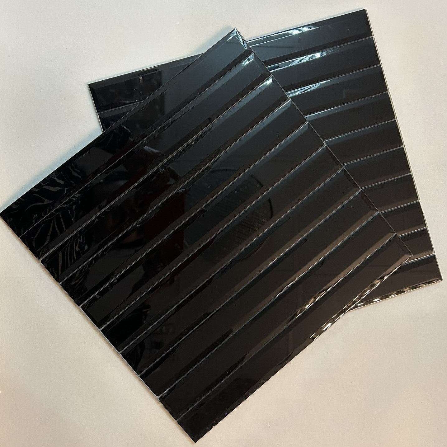 Black Rectangle Strip Glass Mosaic Tiles-300*300*8mm-11sheets-1m2-DZ3302