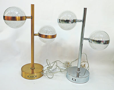 Crystallic 6x bowls & metal stand [LF3019-6] in Silver & Gold-Free standing Floor/Table Lamps