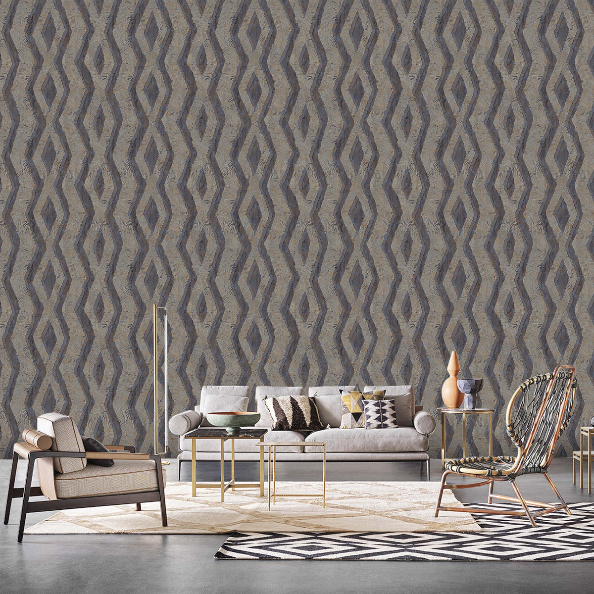 Quartz Geo Wave Modern Double Width wallpaper in 2 different colours-15mtr Length and 1mtr Width-VA10302,07 &amp; 10