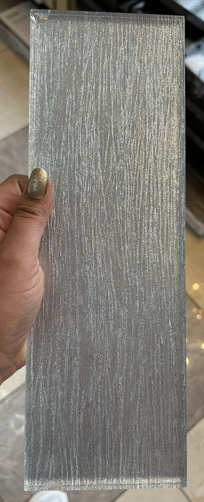 Silver Slate/Metro Shimmering Glass Mosaic Tile | 1 sheet 30cmx10cm&8mm | 33 sheets 1sqm