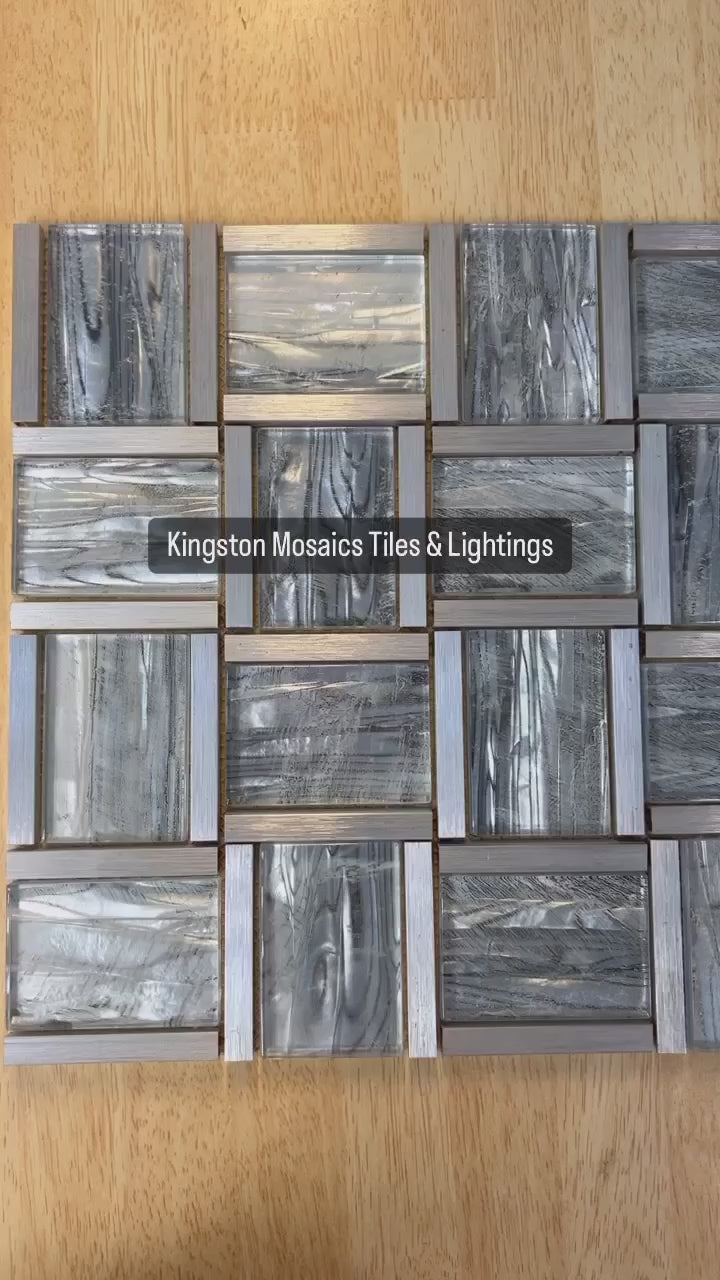 Dark Grey and Light Grey Metal Glass Mosaic Tiles