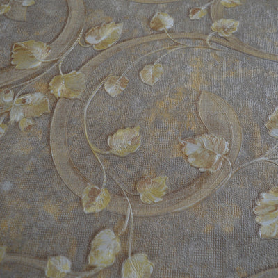 Golden leaves beigescale wallpaper