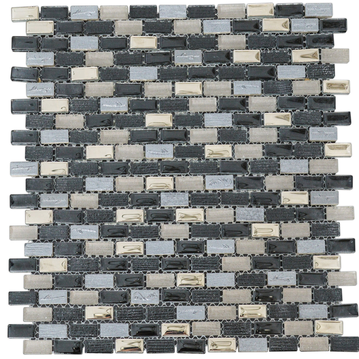 Grey, Black &amp; Golden Glass Mosaic Tile