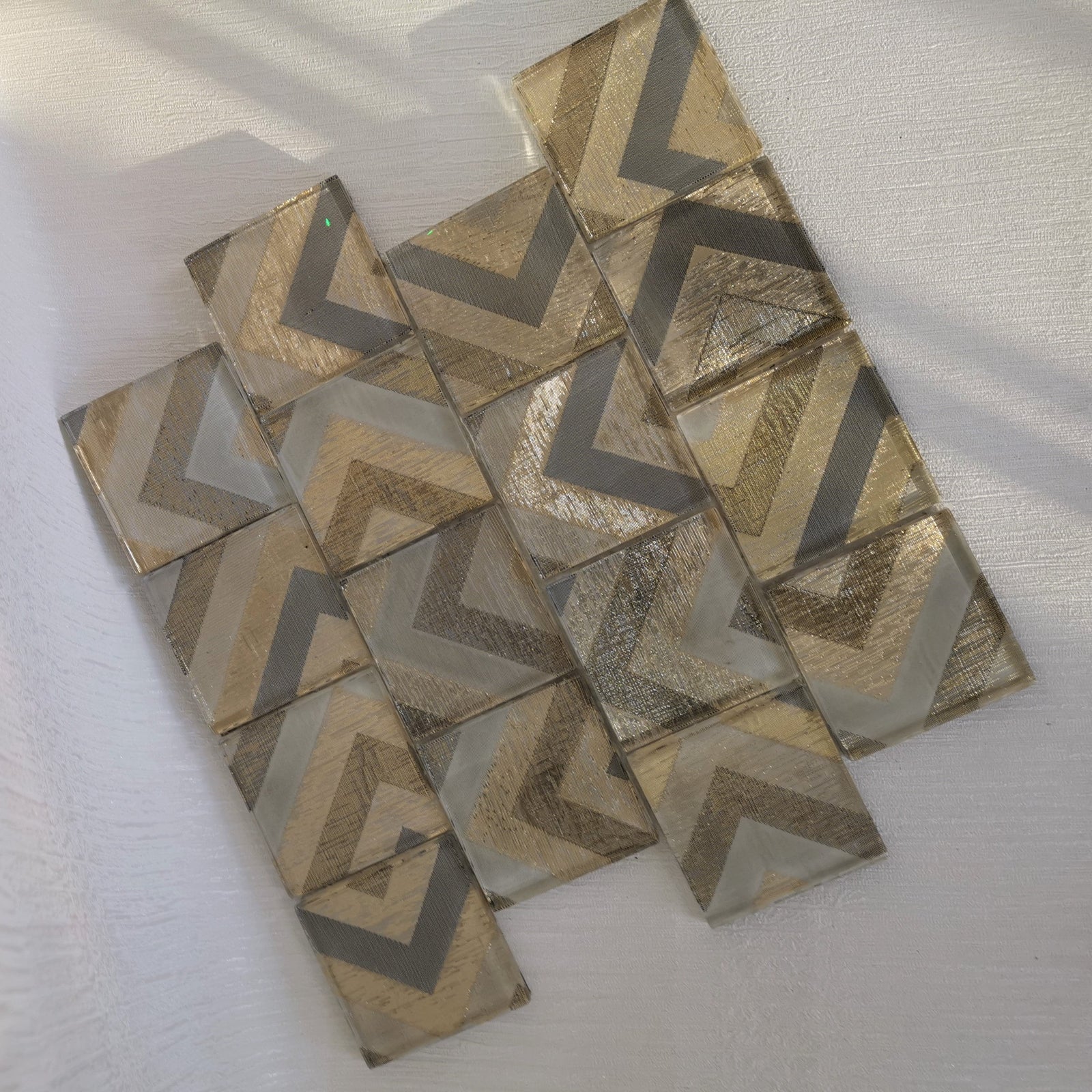 Modern Golden Arrows Glass Mosaic Tile