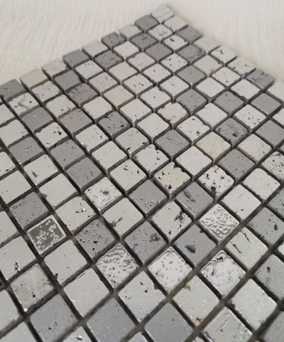 Cubic Greyscale Stone Mosaic Tile