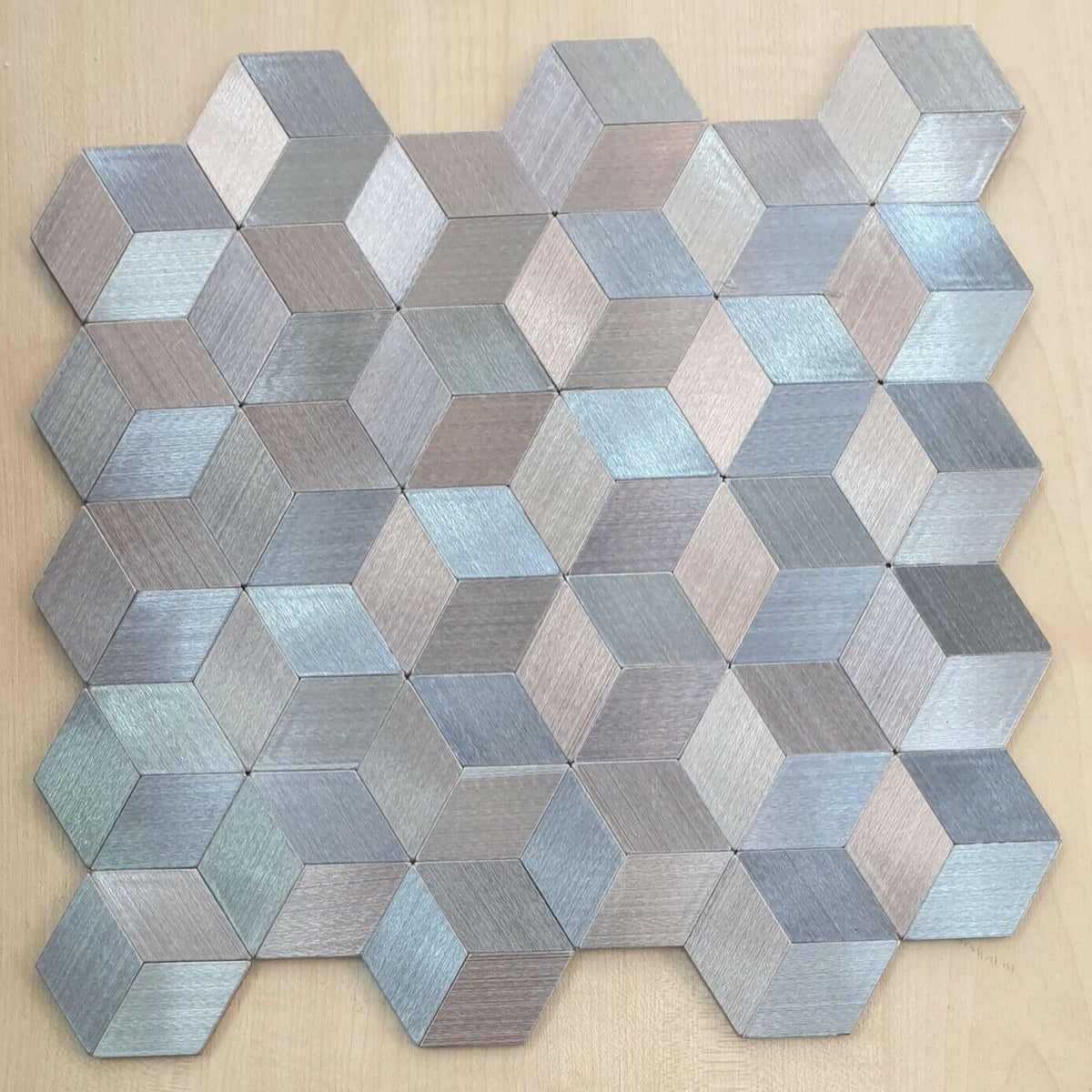 Silver Self Adhesive Peel &amp; Stick Aluminium Mosaic Tiles | 300x300x8mm | 11=1m2